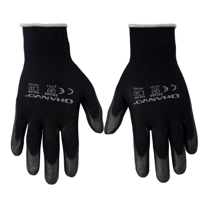 Gray Black Polyester Nitrile Palm Coated Labor Gloves Fine Operation