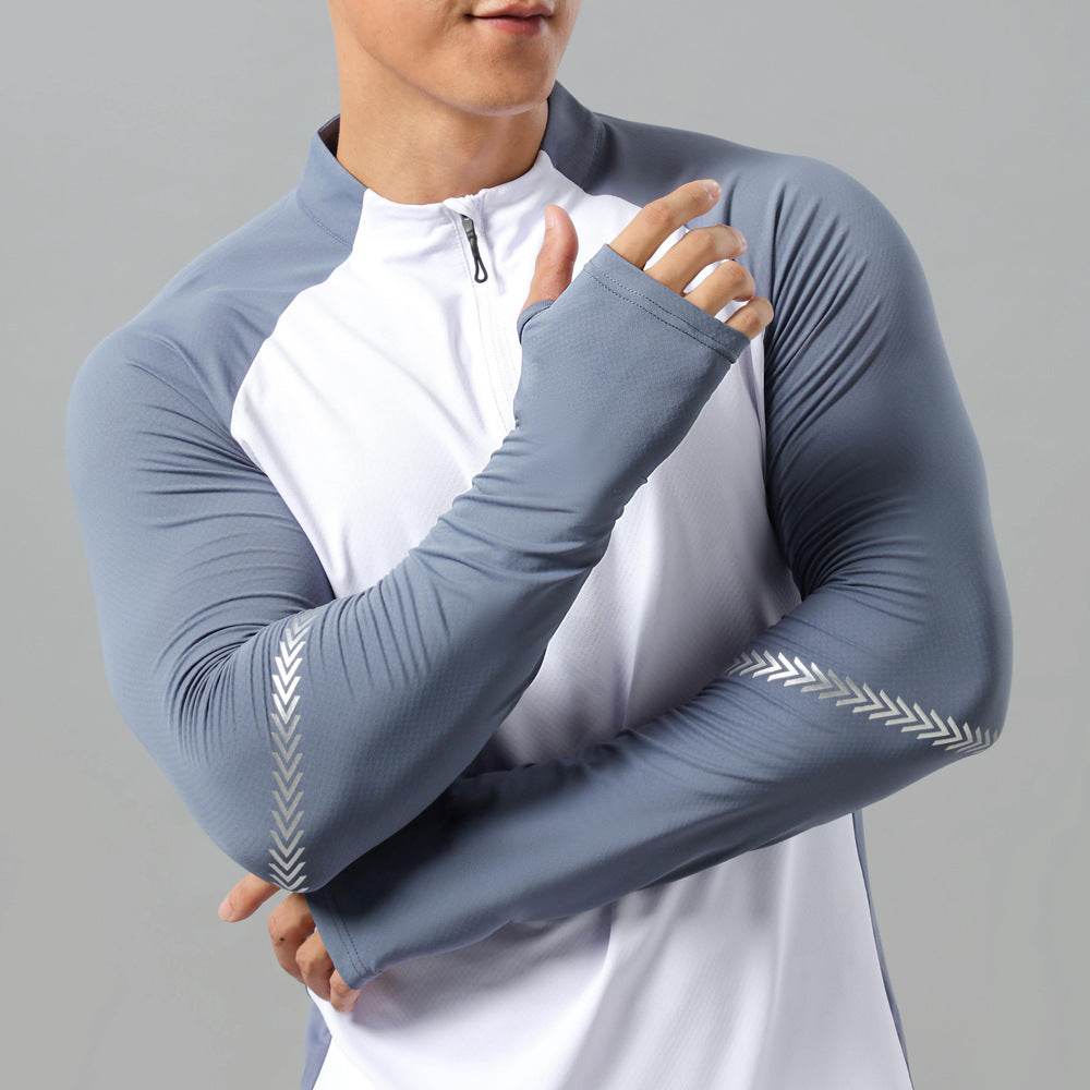 Mock Neck Half Zip Workout top for Men Long Sleeve exercise top - EX-STOCK CANADA