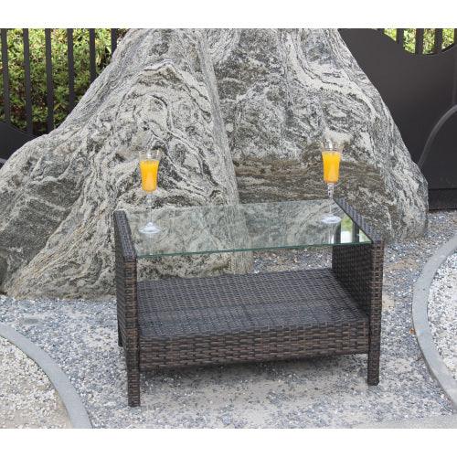 Table basse de mobilier de patio extérieur avec verre trempé clairEX-STOCK Canada