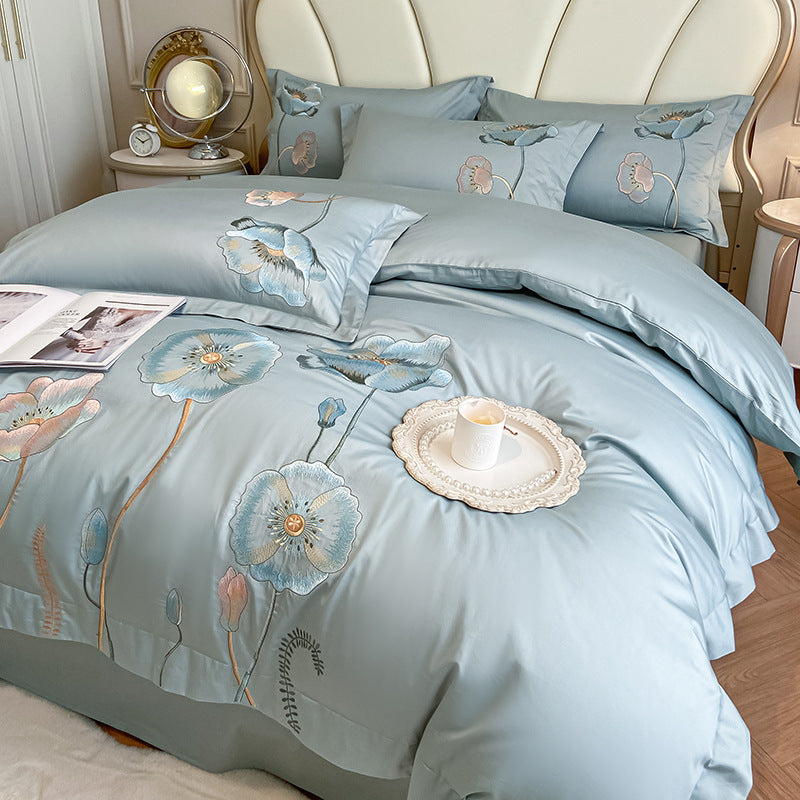 Pure Cotton Bed Sheet Duvet Cover Embroidered Long-staple Cotton Four-piece Set EX-STOCK Canada