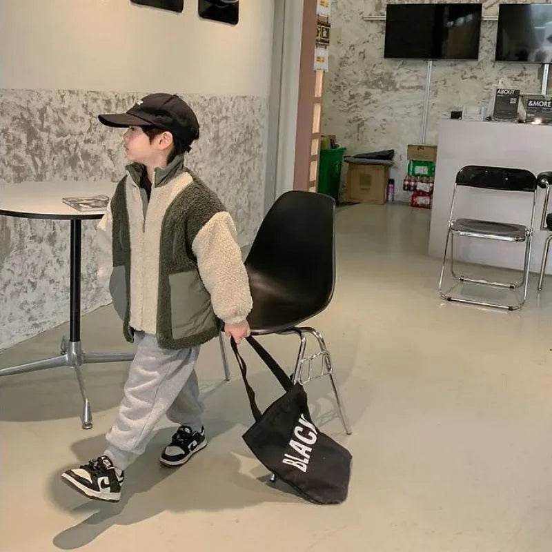 Children Lambswool fleece Warm Thickened Winter coat Cardigan Kids - EX-STOCK Canada