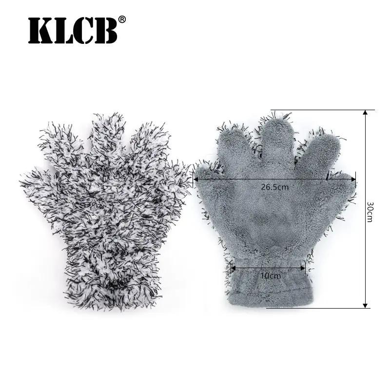 KLCB Soft Double-sided Coral Fleece Car Cleaning Towel Ultra-fine Fiber Scientific Car Washing Dust Without Damaging The Car Five-finger Car Washing Gloves EX-STOCK