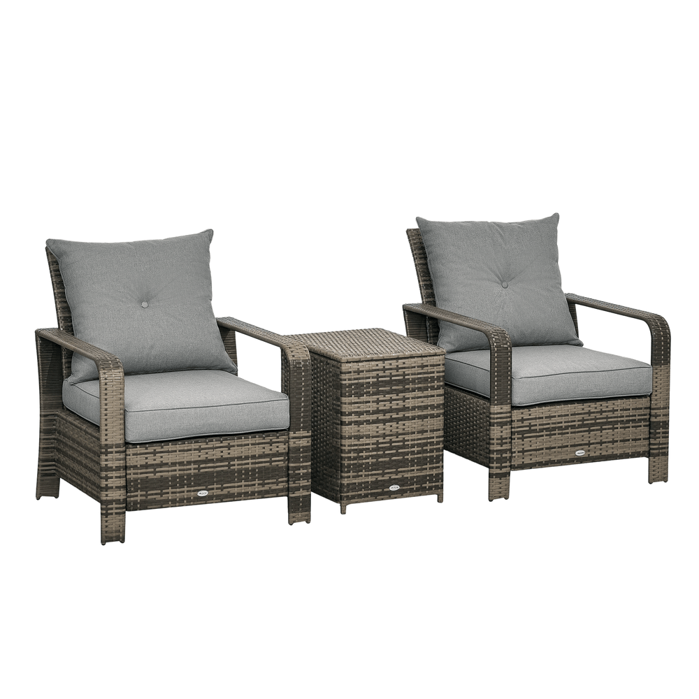 Set di mobili da patio a 3 pezzi, tavolo e sedie in PE rattan, grigioEX-STOCK Canada