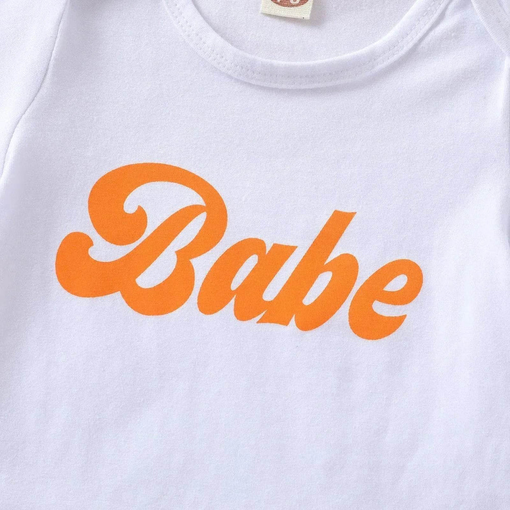 Newborn baby girl short sleeve bodysuit romper Flared Pants outfits Two piece for baby girls with head bowtie - EX-STOCK Canada