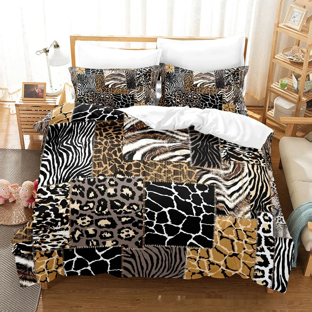 Printed Home Textile Animal Fur Grain Duvet Cover Pillowcase Three-piece Set EX-STOCK Canada