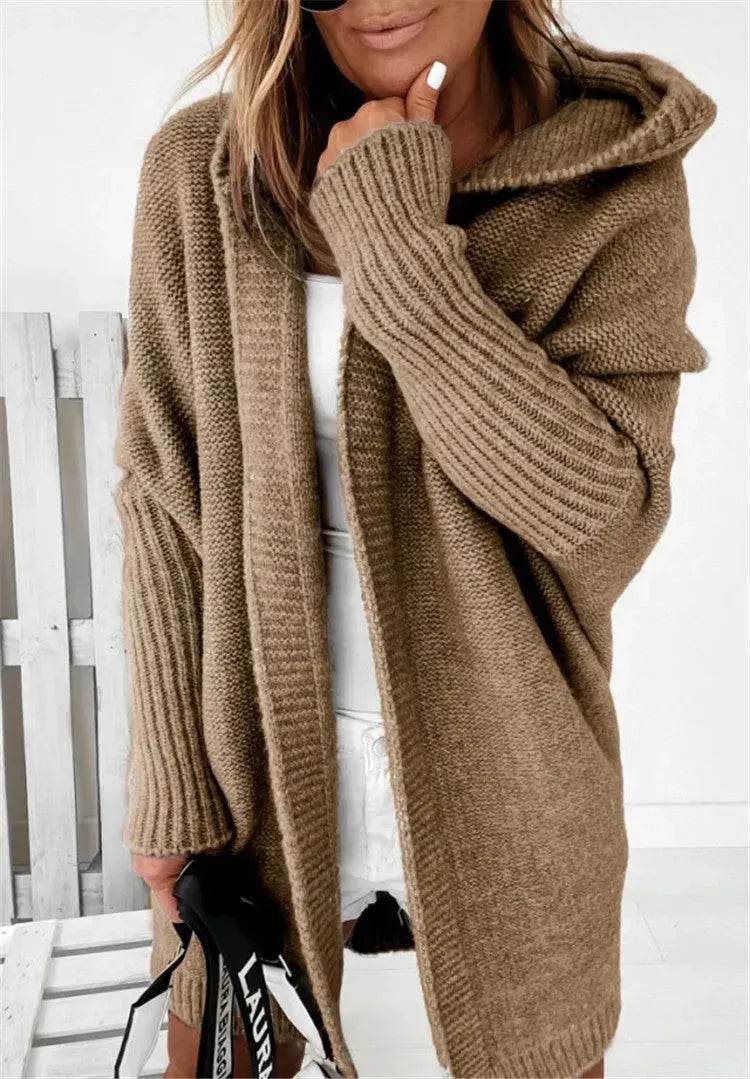 Oversized Head cover Knitted Long Kimono Cashmere Cardigan for Women - EX-STOCK Canada