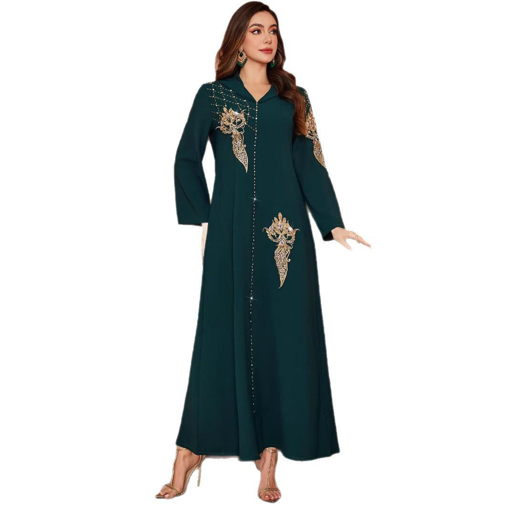ZF4061 Dark Green Hooded Muslim Robe EX-STOCK Canada