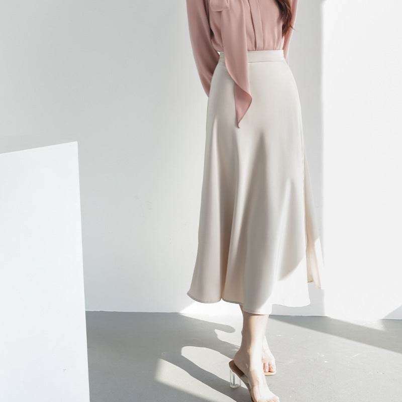 Women's formal Work Satin Skirt Summer High Waist Midi Sheath Skirt - EX-STOCK Canada