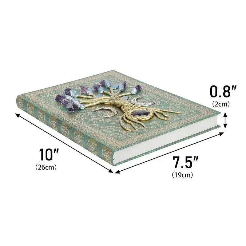 Simple Lucky Tree Pattern Personalized Creative Inlaid Natural Crystal Gem Journal Hard cover Note book - EX-STOCK Canada