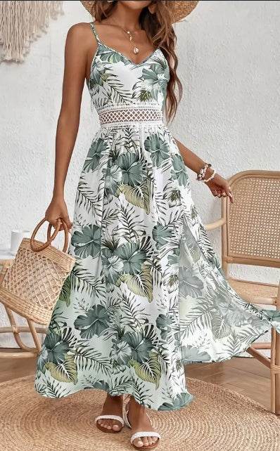 Elegant Spring Chic Vacation Resort Floral Summer Maxi Dress | Royal Blue / 3XL