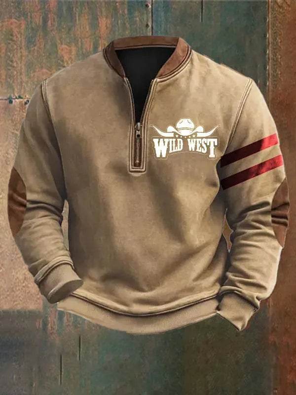 Casual 3D Digital Printing Stand Collar Men's Street Quarter Zip Sweatshirt top - EX-STOCK Canada