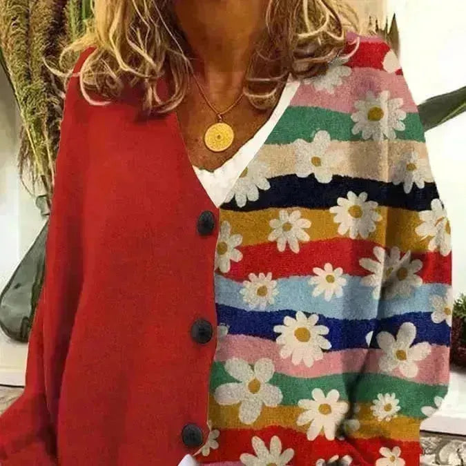 Pull cardigan décontracté en cachemire floral pour les femmes