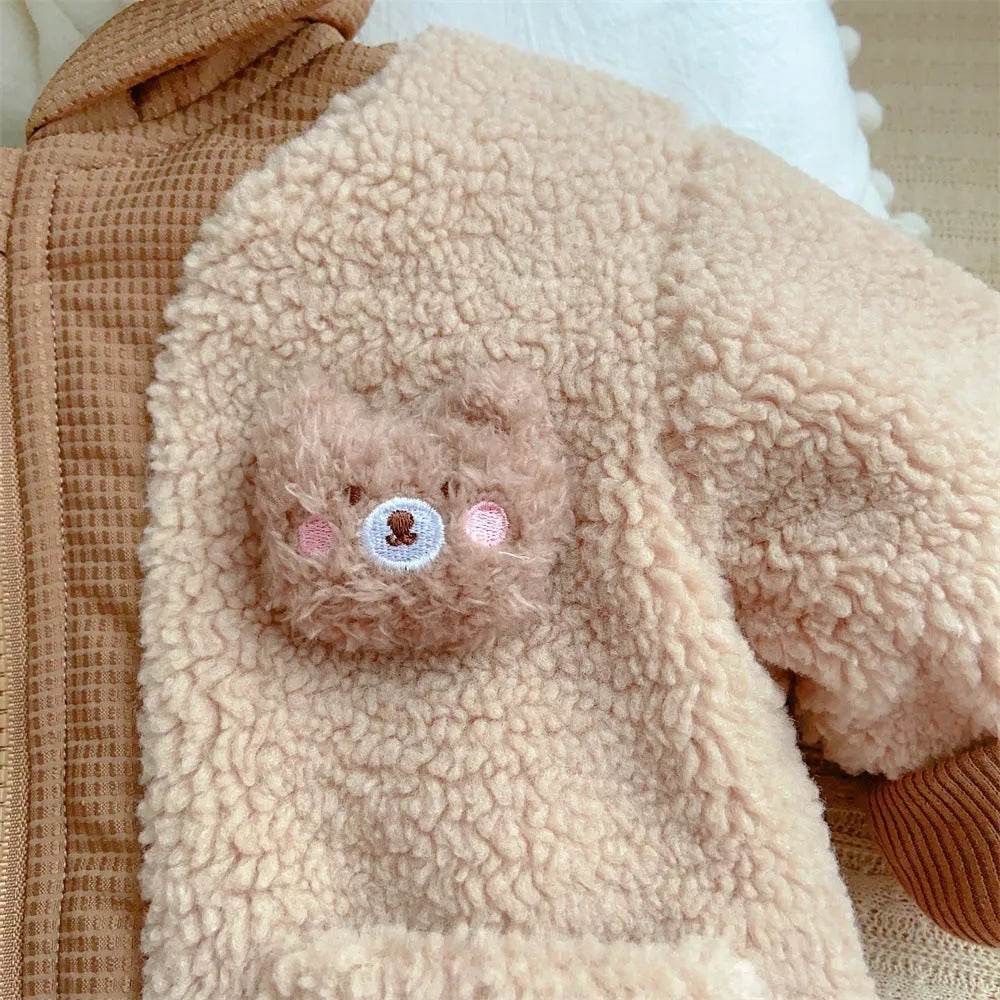 Children's Winter Jacket Korean-style Cute Bear Plus Velvet Cotton-padded Coat - EX-STOCK Canada