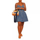 Chic Fashion Sleeveless Denim Sling Top Narrow Hem Flared mini Dress - EX-STOCK Canada