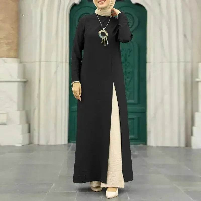 ArabWomen Plain Split Long sleeve Abaya Dress - EX-STOCK Canada