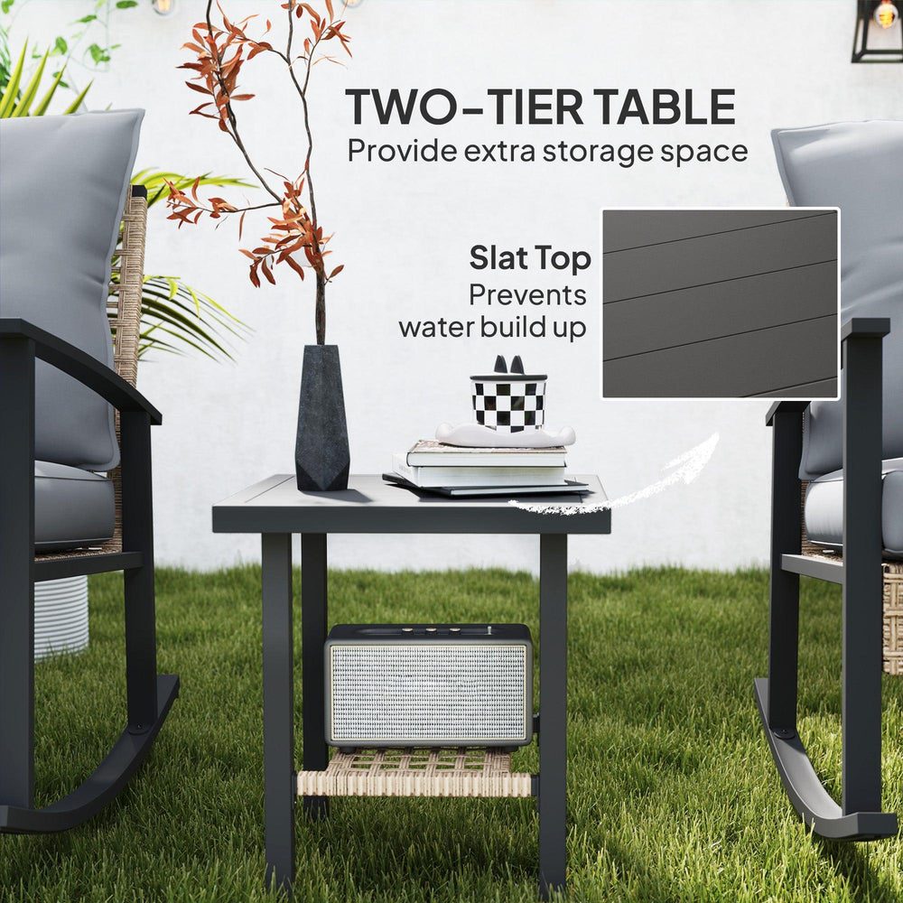 3-teiliges Bistro-Set, Patio-Rattan-Möbelset mit gesteppter Knopfpolsterung, Rattan-Schaukelstühle, Couchtisch, GrauEX-STOCK Canada