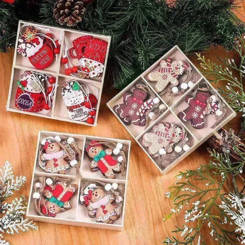 Boîte de décorations de Noël de l'homme en bois de pain d'épice en bois