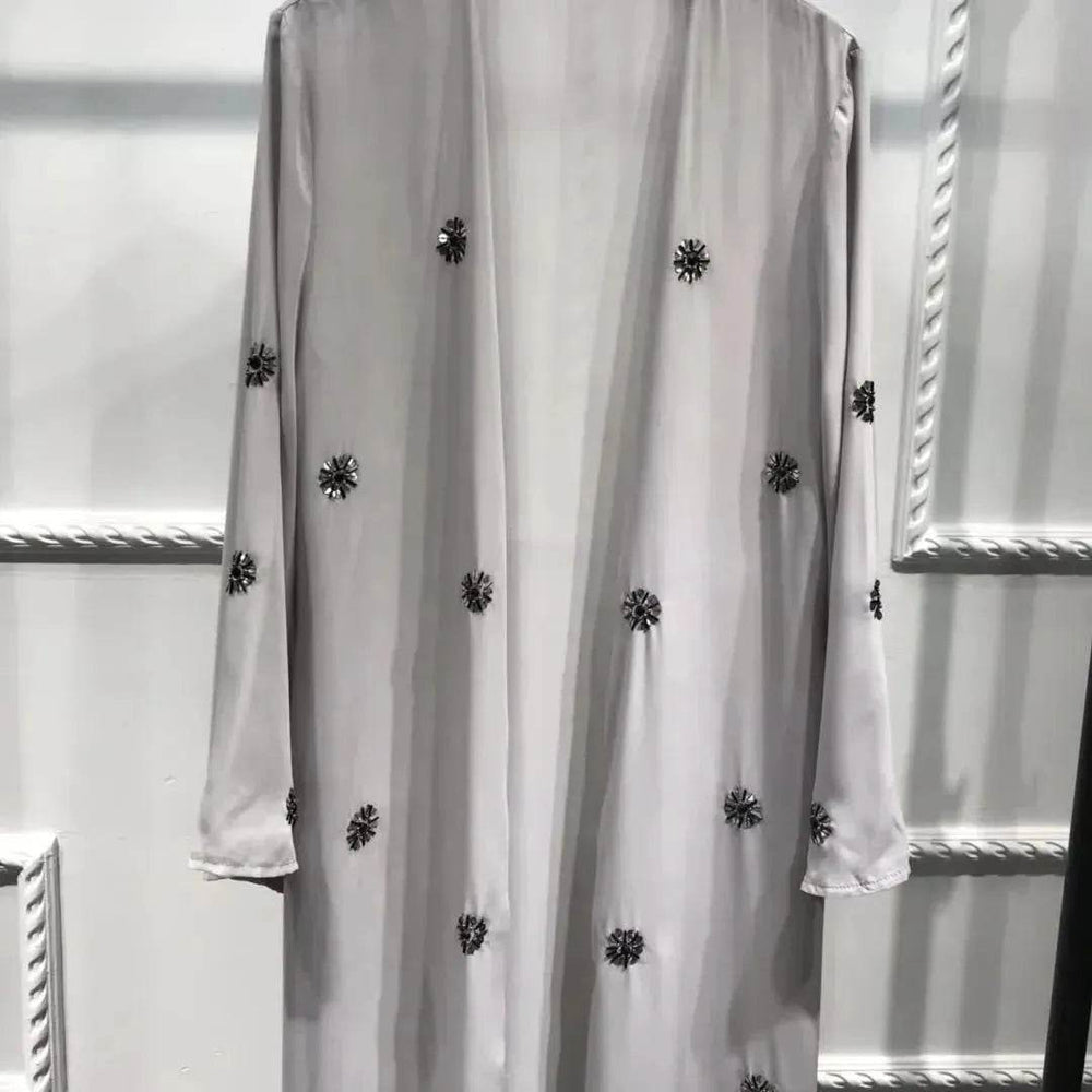 Elegant Embroidered Beaded Middle East Cardigan Robe Dress Open front Abaya Kimono - EX-STOCK Canada