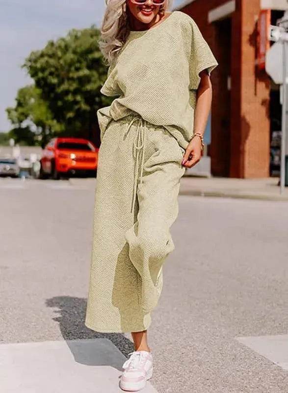 Coord fashion spring and summer 2 piece pant set women - EX-STOCK Canada