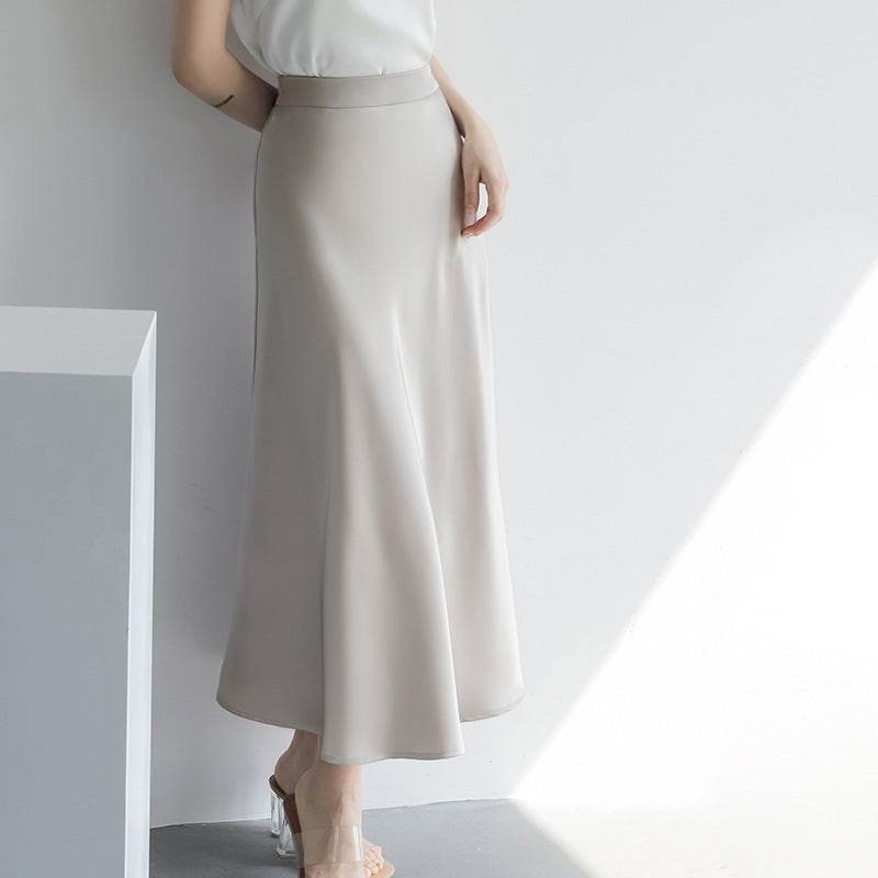 Women's formal Work Satin Skirt Summer High Waist Midi Sheath Skirt - EX-STOCK Canada