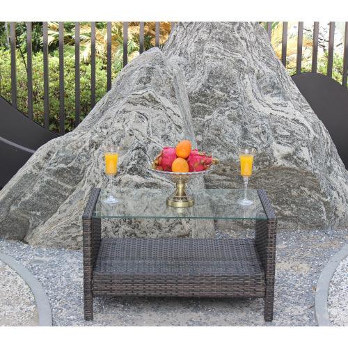 Table basse de mobilier de patio extérieur avec verre trempé clairEX-STOCK Canada