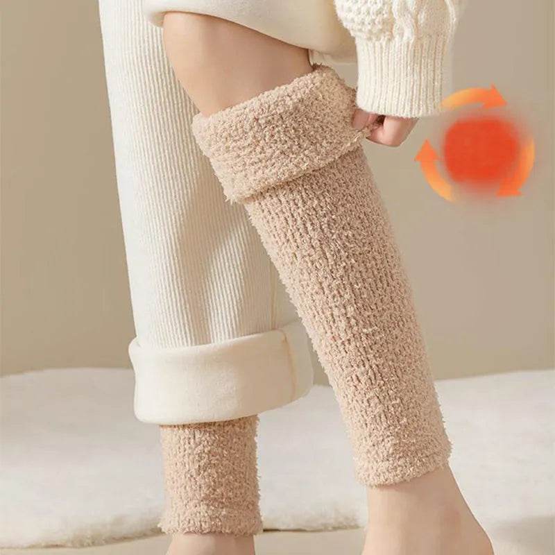 Winter Warm Plush Socks Women Dual-purpose Protection Heel And Knee Sock For Olds - EX-STOCK Canada