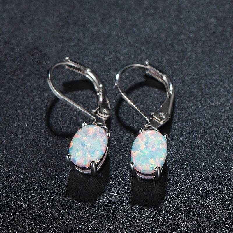 Four-claw Oval Opal Earrings European And American Ornament - EX-STOCK Canada