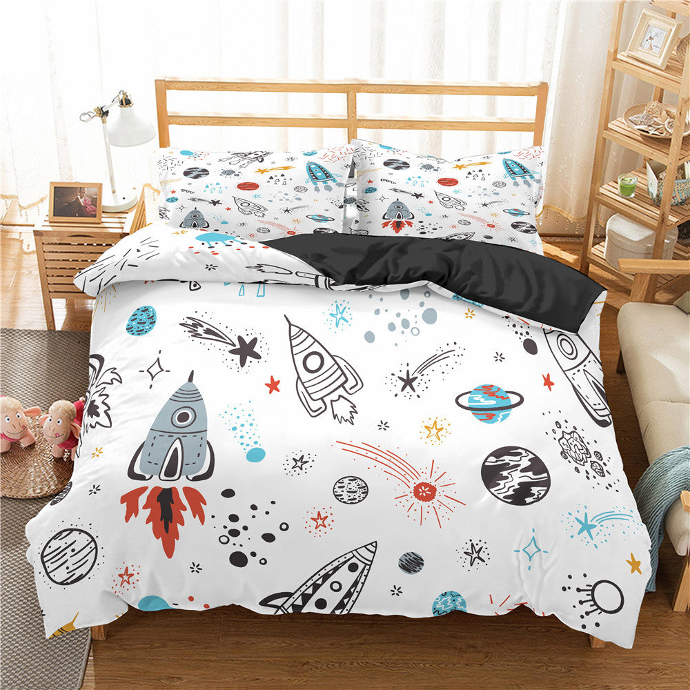 Cartoon Bedding Set Aerospace Astronaut Duvet Cover Quilt Cover Double Bed EX-STOCK Canada