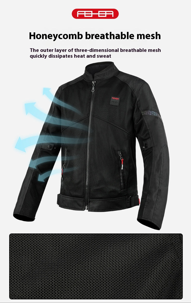 Black jacket with honeycomb breathable mesh feature on a white background