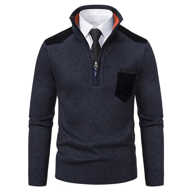 Suéter de hombre tipo pulóver, camisetas polo gruesas, media cremallera coreana, blusa para frío, cuello alto, otoño e invierno, ropa exterior de lujoEX-STOCK Canada
