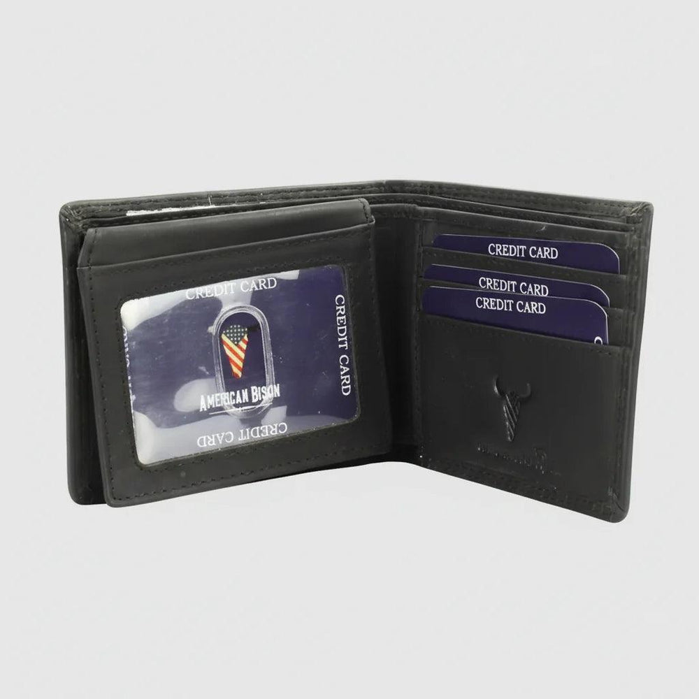 Portefeuille Bifold pour hommes en cuir de vache embossé motif loup