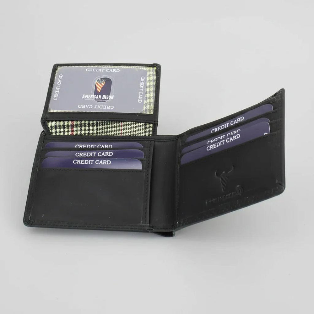 Portefeuille Bifold pour hommes en cuir de vache embossé motif loup