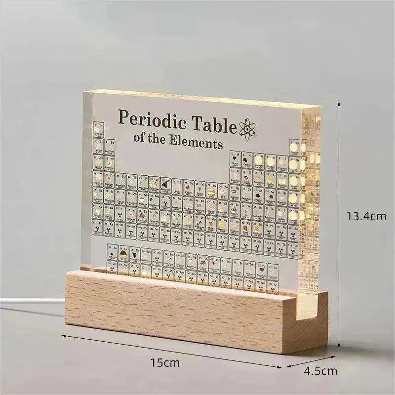 Tableau périodique en acrylique : échantillons réels d'éléments + base lumineuse - EX-STOCK CANADA