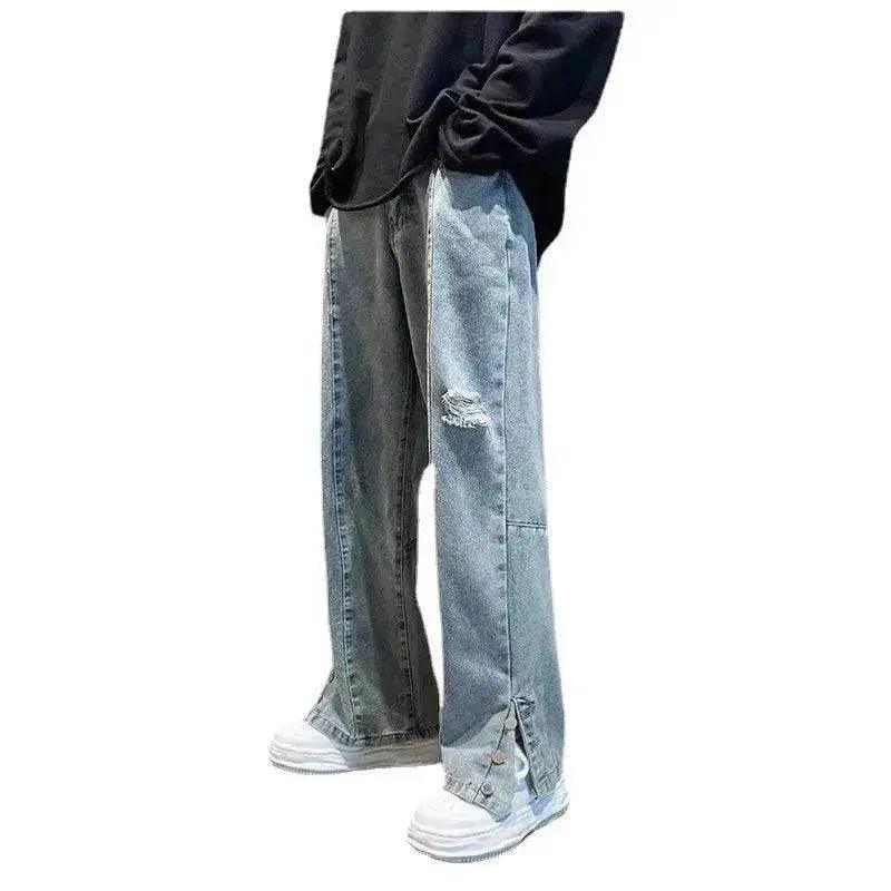 Jeans Ricamati con Lettere Americane Marca di Moda High Street Hip Hop Pantaloni a Gamba Dritta - EX-STOCK Canada