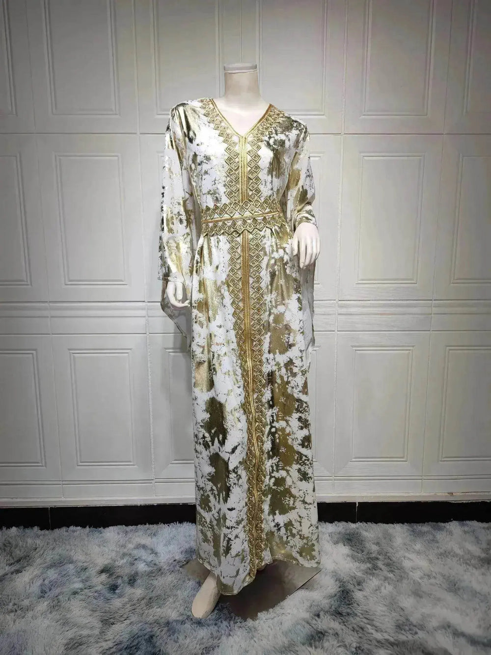 Arab Chiffon Bronzing Robe Containing Belt Dress - EX-STOCK Canada