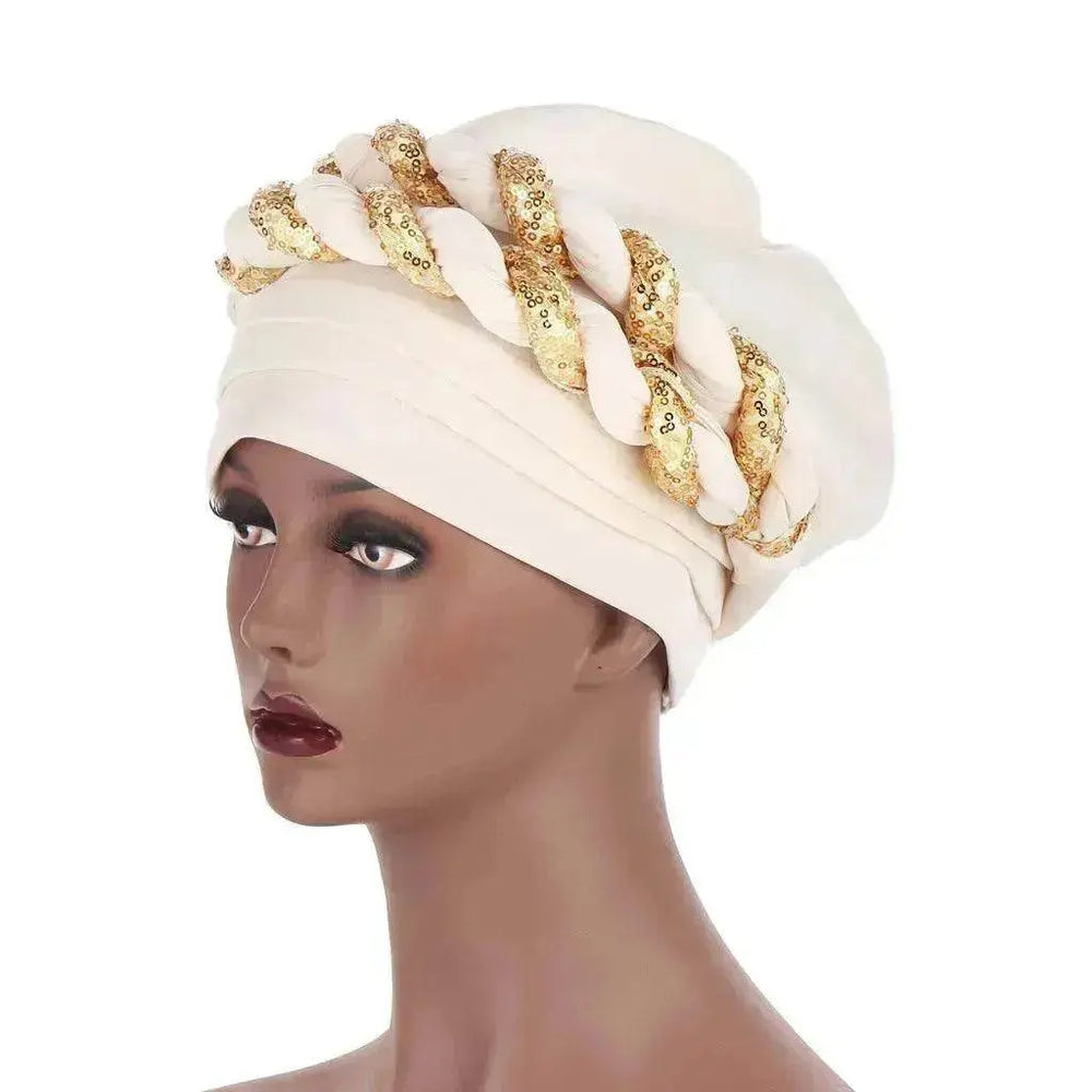 Arab Double Sequined Turban Hat - EX-STOCK Canada