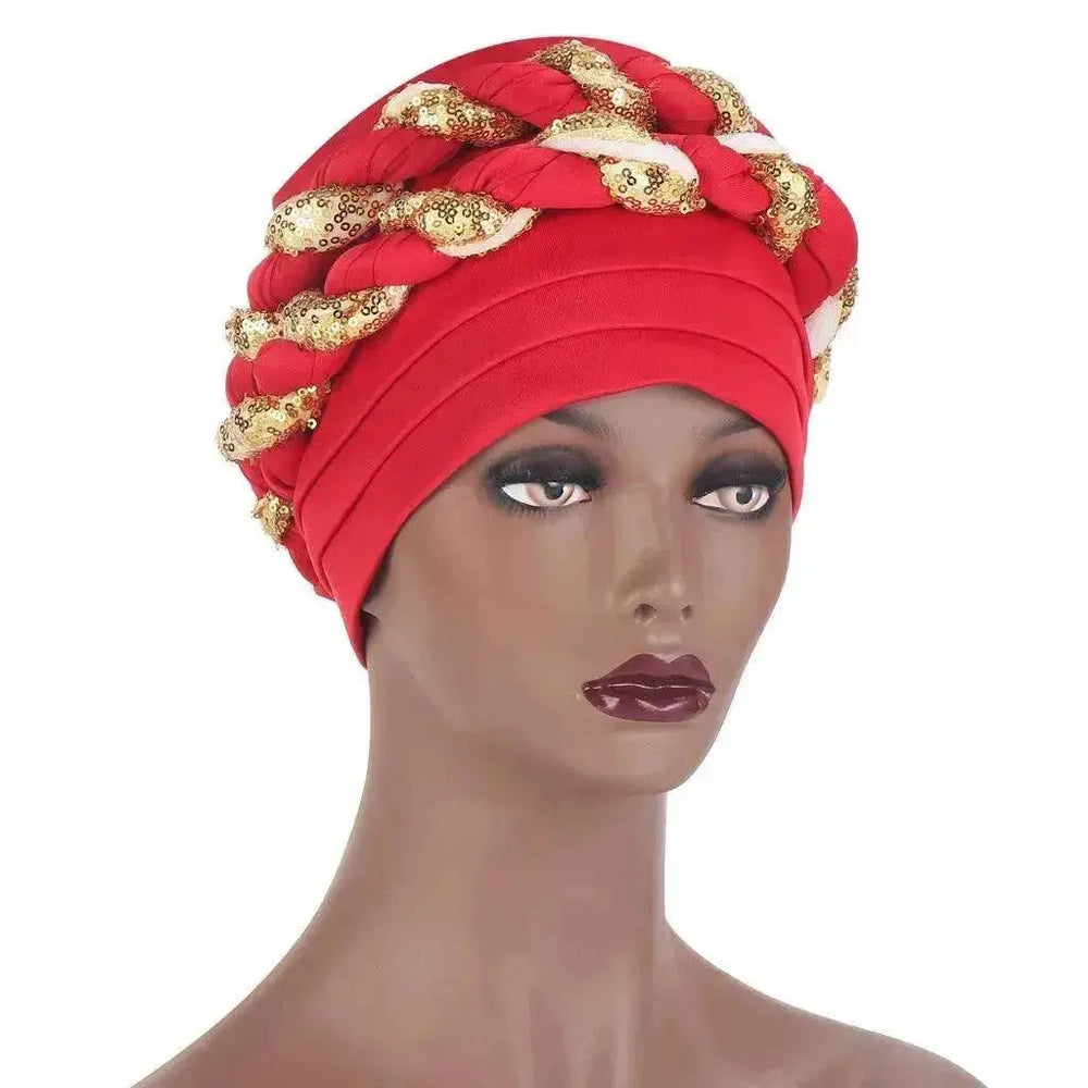 Arab Double Sequined Turban Hat - EX-STOCK Canada