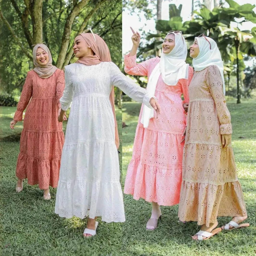 Arab Malaysia Indonesia Hollow Lace Dress - EX-STOCK Canada