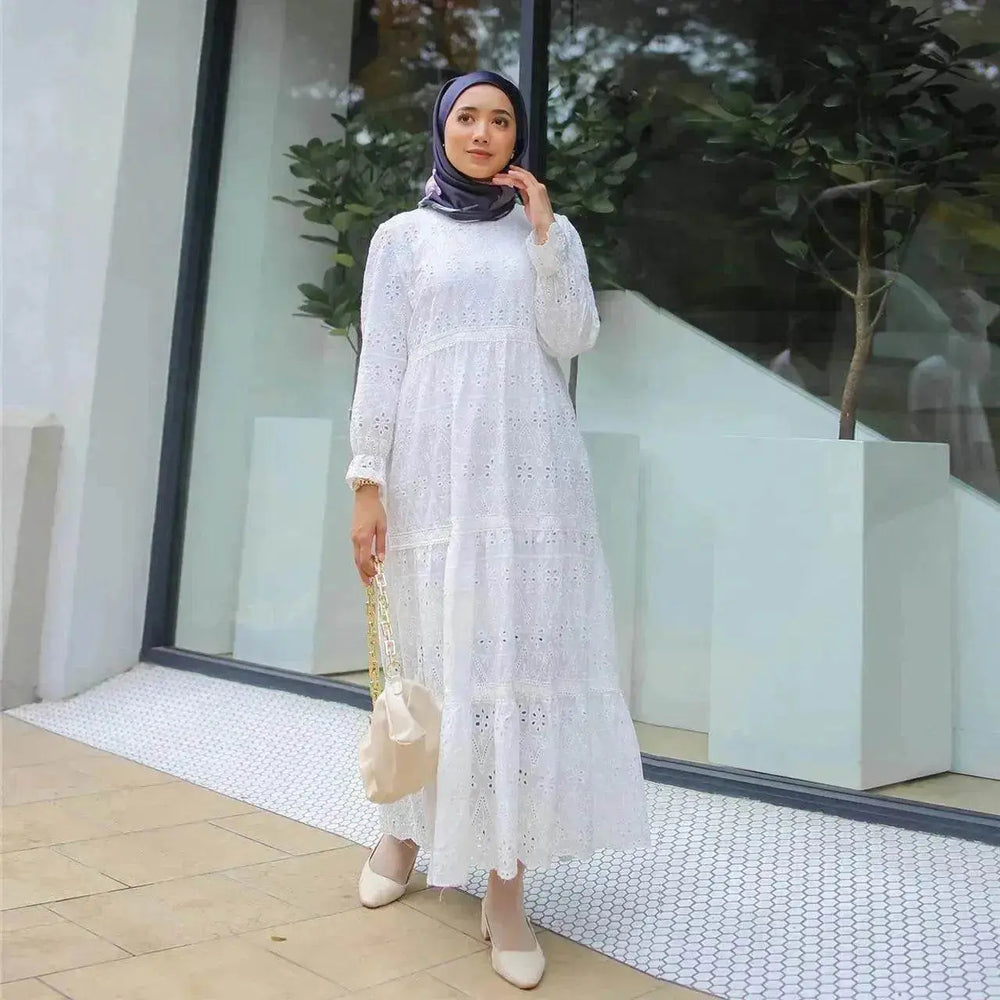 Arab Malaysia Indonesia Hollow Lace Dress - EX-STOCK Canada