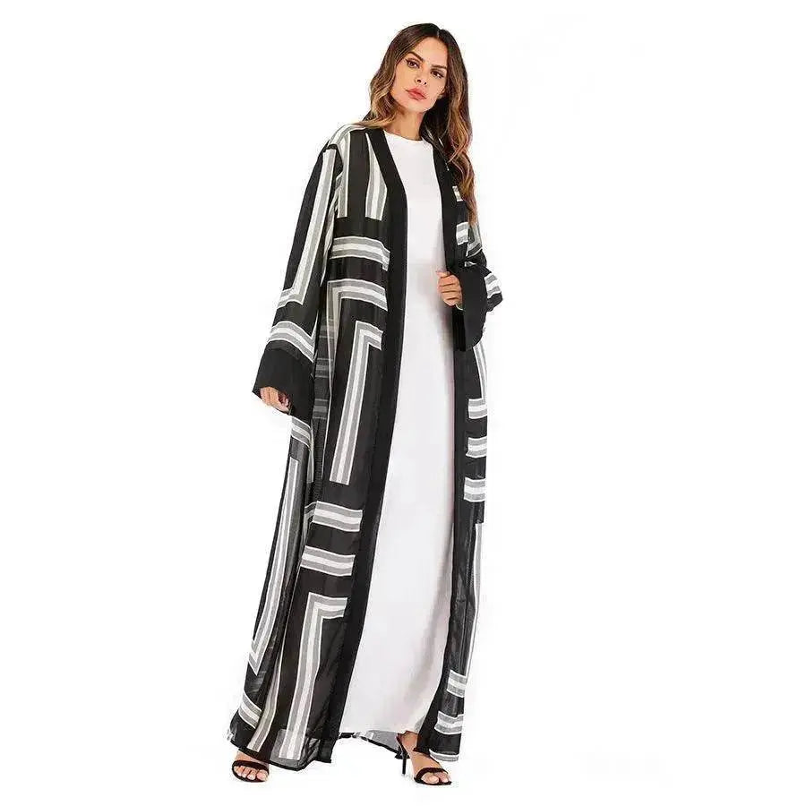 Arab Stripe Loose Lace Cardigan Robe Female - EX-STOCK Canada