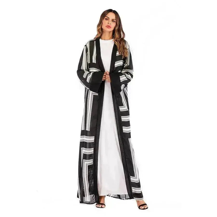 Arab Stripe Loose Lace Cardigan Robe Female - EX-STOCK Canada