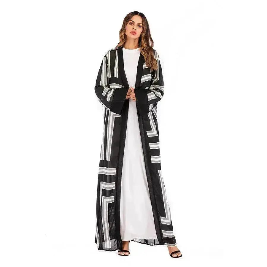 Arab Stripe Loose Lace Cardigan Robe Female - EX-STOCK Canada