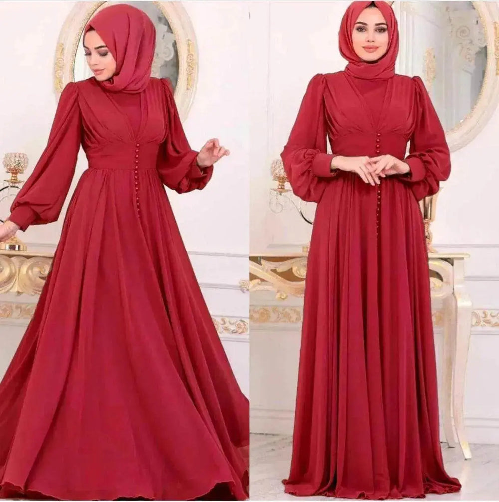 Arab Women's Clothing Long Sleeve Chiffon Dress - EX-STOCK Canada