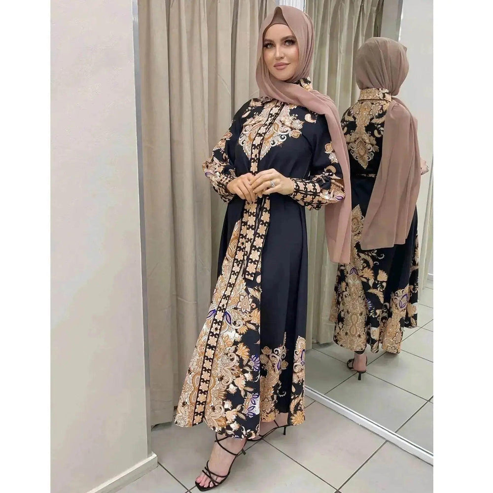 Vestido Abierto con Estampado Árabe para Mujeres Árabes - EX-STOCK Canada