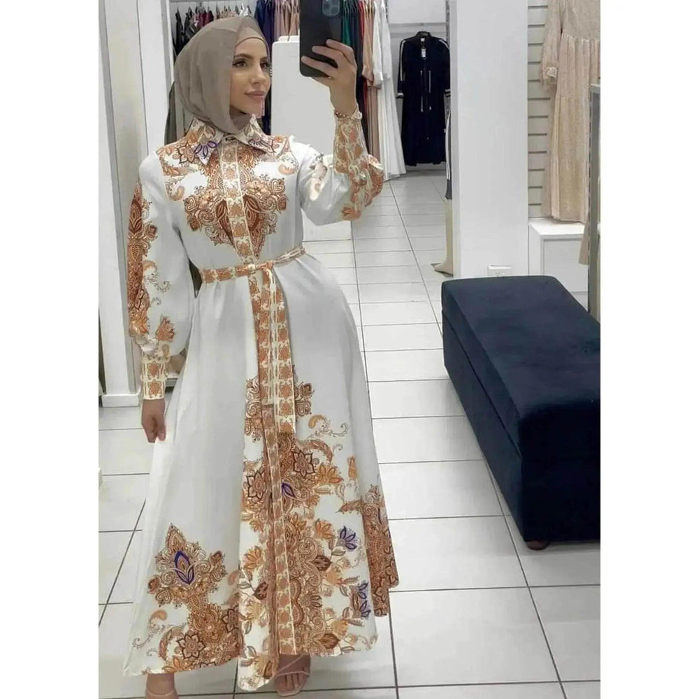 Vestido Abierto con Estampado Árabe para Mujeres Árabes - EX-STOCK Canada