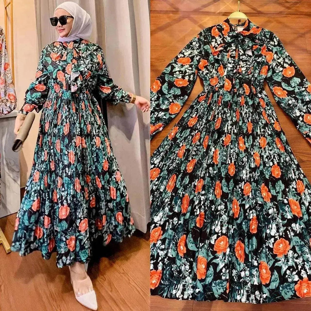 Vestido árabe estampado de gasa hecho - EX-STOCK Canada