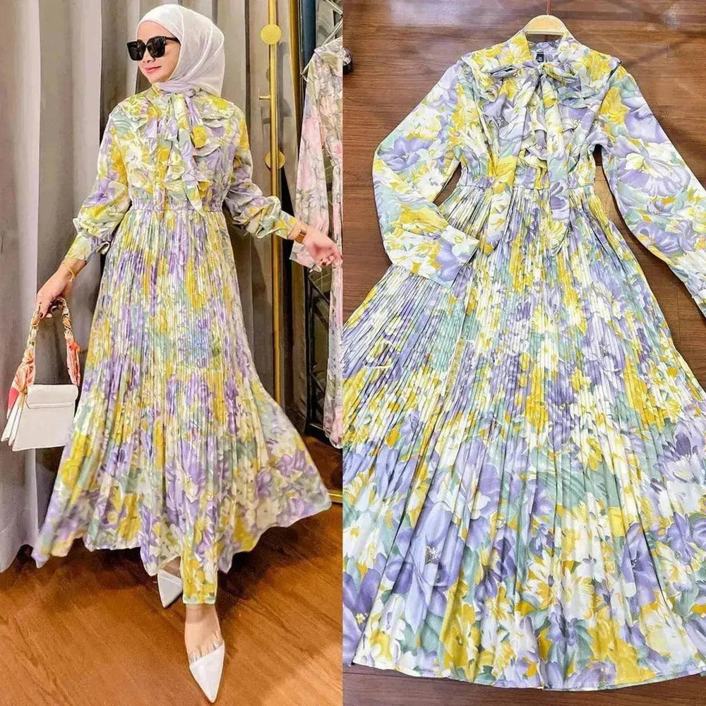 Vestido árabe estampado de gasa hecho - EX-STOCK Canada