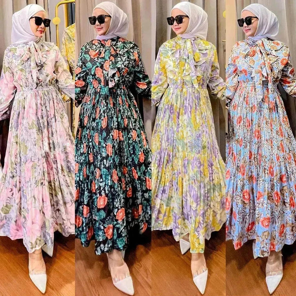 Vestido árabe estampado de gasa hecho - EX-STOCK Canada