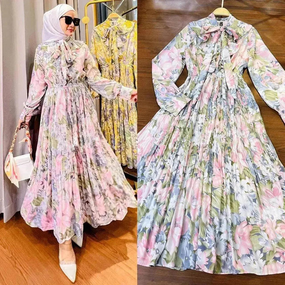 Vestido árabe estampado de gasa hecho - EX-STOCK Canada