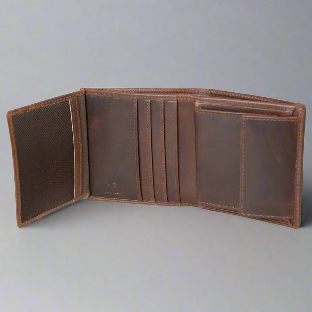 Cartera BOL para hombre de cuero vintage de tres pliegues con bolsillo para monedasEX-STOCK Canada